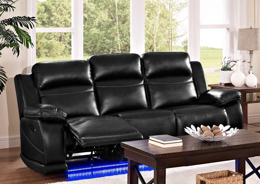 New Classic Vega Dual Recliner Sofa in Premiere Black - Sims Furniture