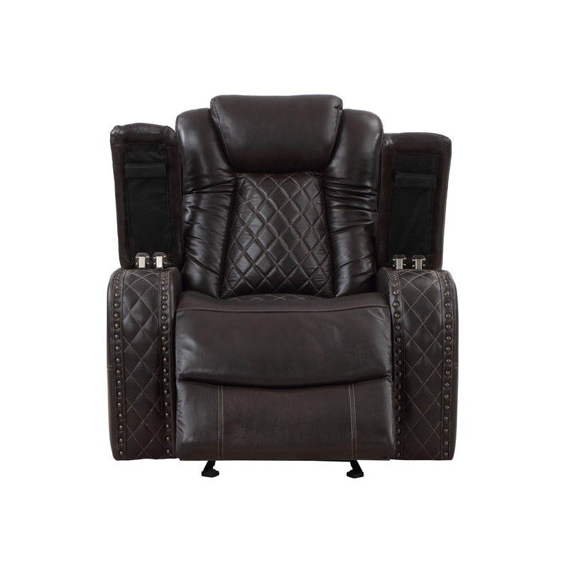 JOSHUA LEATHER GLIDER RECLINER - DK BROWN