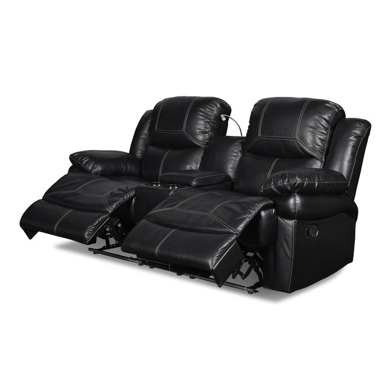 FLYNN CONSOLE LOVESEAT W/ READING LIGHT- BLACK