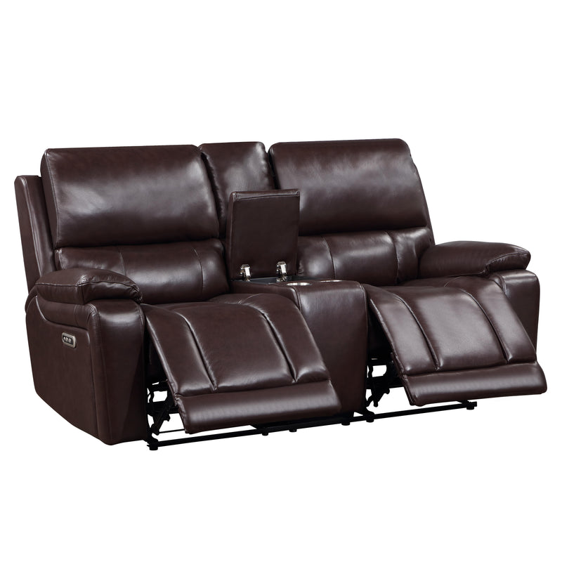 CICERO RECLINING CONSOLE LOVESEAT-BROWN