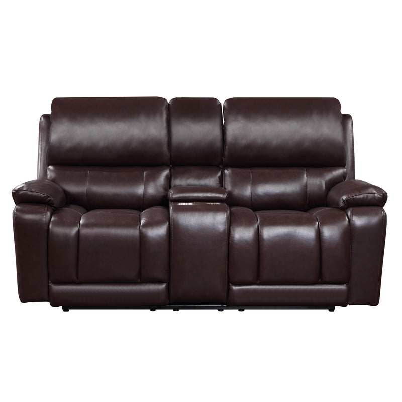 CICERO RECLINING CONSOLE LOVESEAT-BROWN
