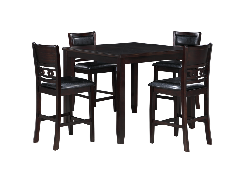 GIA 5PC 42" SQUARE COUNTER TABLE & 4 CHAIRS-EBONY