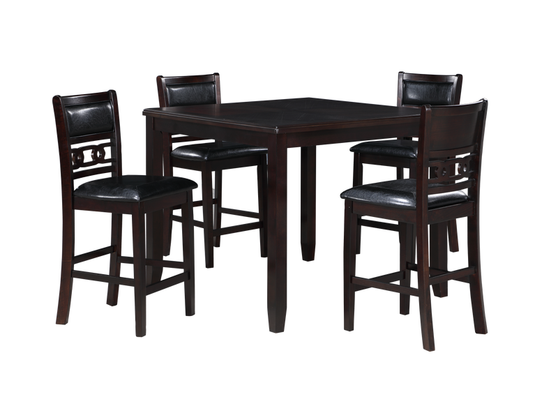 GIA 5PC 42" SQUARE COUNTER TABLE & 4 CHAIRS-EBONY