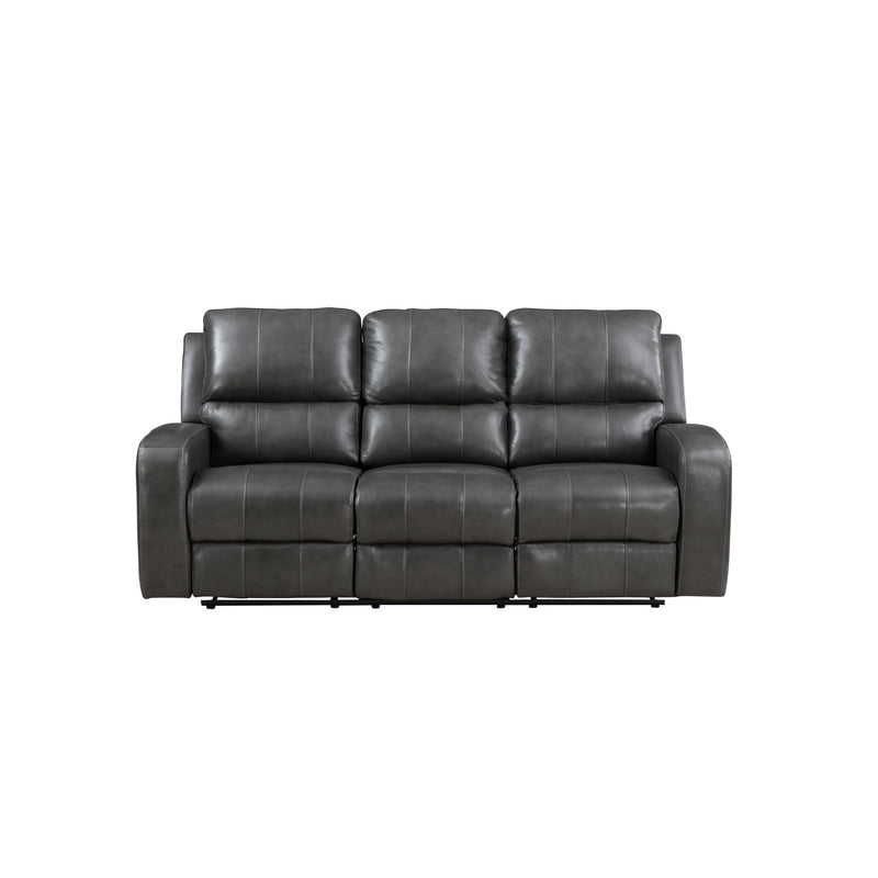 LINTON LEATHER SOFA W/ PWR FR-GRAY