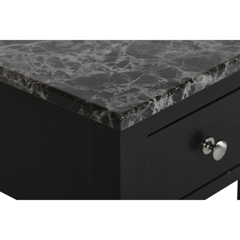 NOAH END TABLE WITH DRAWER-BLACK W/ FAUX MARBLE TOP