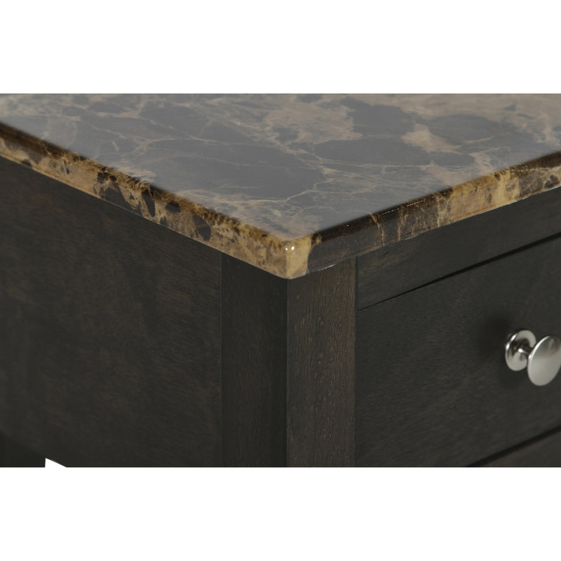 NOAH END TABLE WITH DRAWER-ESPRESSO W/FAUX MARBLE TOP