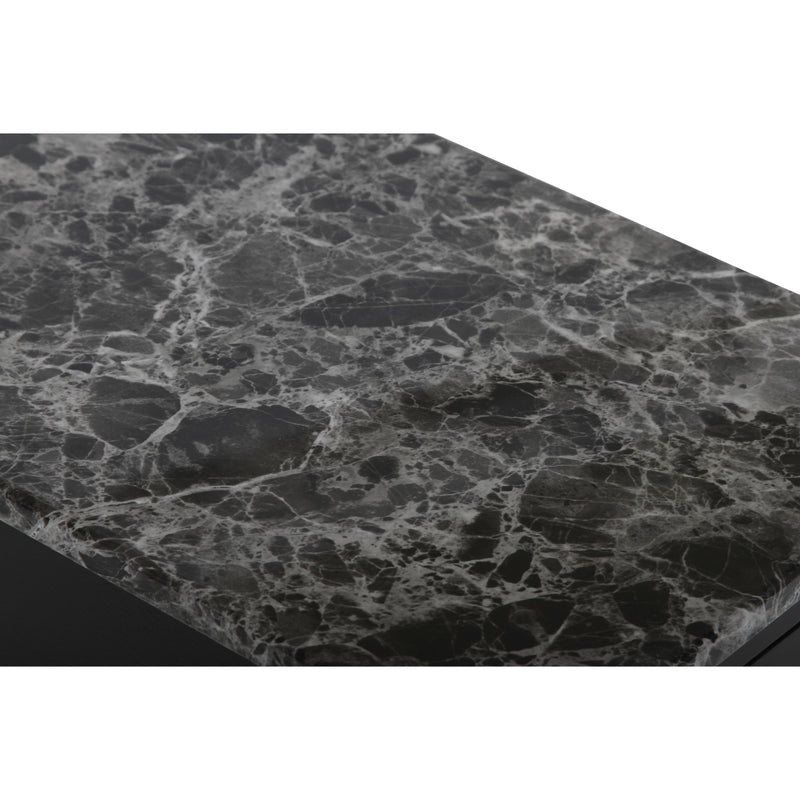 NOAH END TABLE WITH DRAWER-BLACK W/ FAUX MARBLE TOP