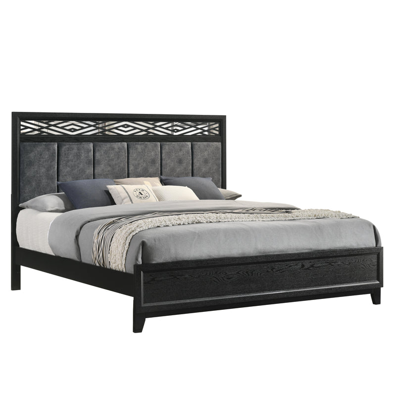 OBSIDIAN Eastern King-California King EK/WK HEADBOARD, FOOTBOARD & SLATS-BLACK
