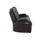 JOSHUA LEATHER SOFA W/DUAL RECLINER-DK BROWN - Sims Furniture