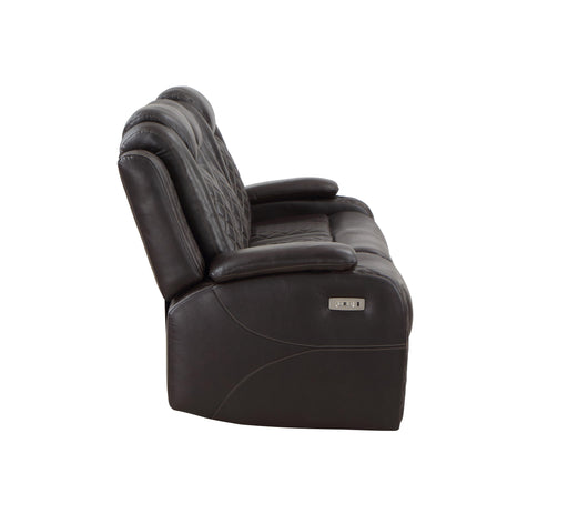 JOSHUA LEATHER SOFA W/DUAL RECLINER-DK BROWN - Sims Furniture