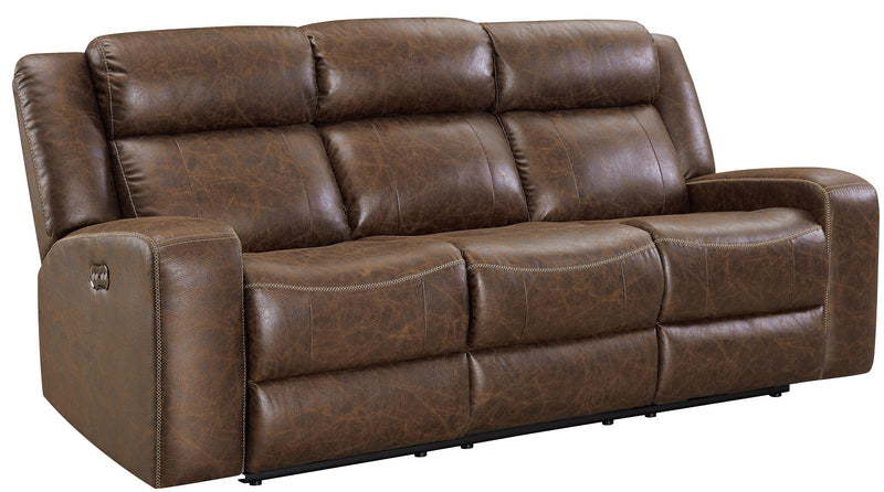 New Classic Furniture Atticus Dual Recliner Sofa with Power Footrest in Mocha