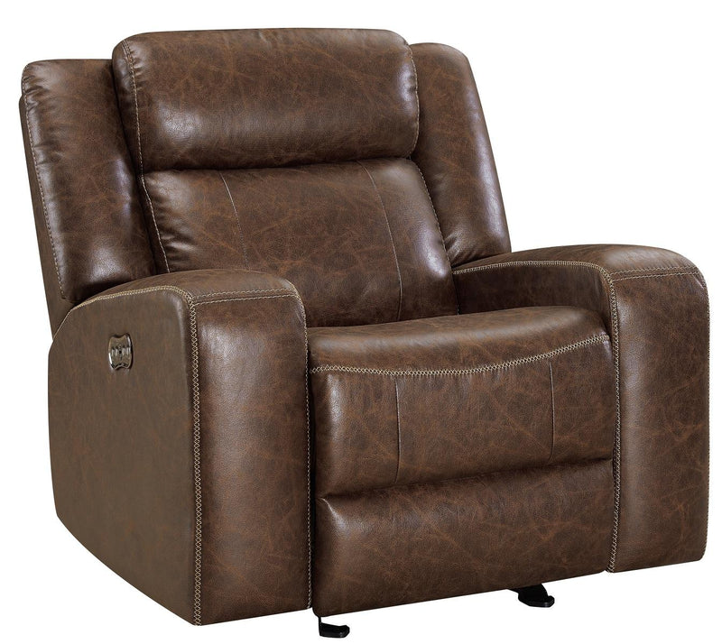 New Classic Furniture Atticus Glider Recliner with Power Headrest and Footrest in Mocha