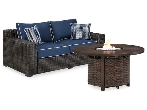 Grasson Lane Grasson Lane Nuvella Loveseat with Fire Pit Table image