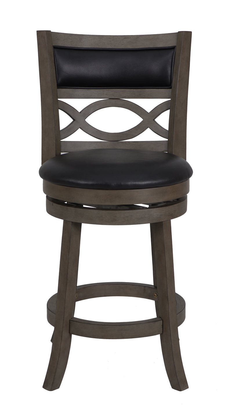 Manchester 24" Counter Stool W/Black Pu Cushions-Gray