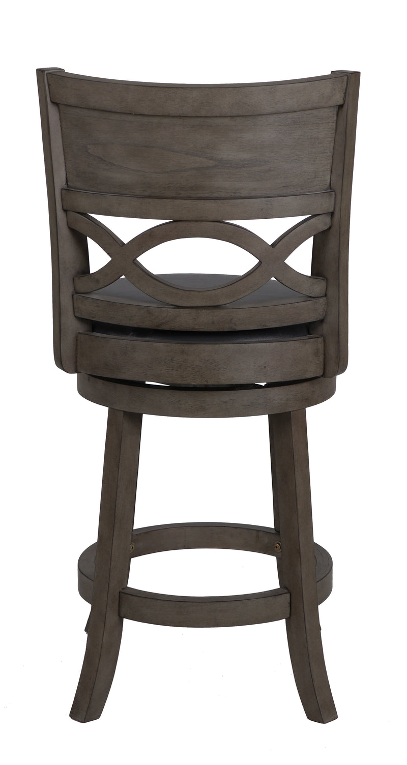 Manchester 24" Counter Stool W/Black Pu Cushions-Gray
