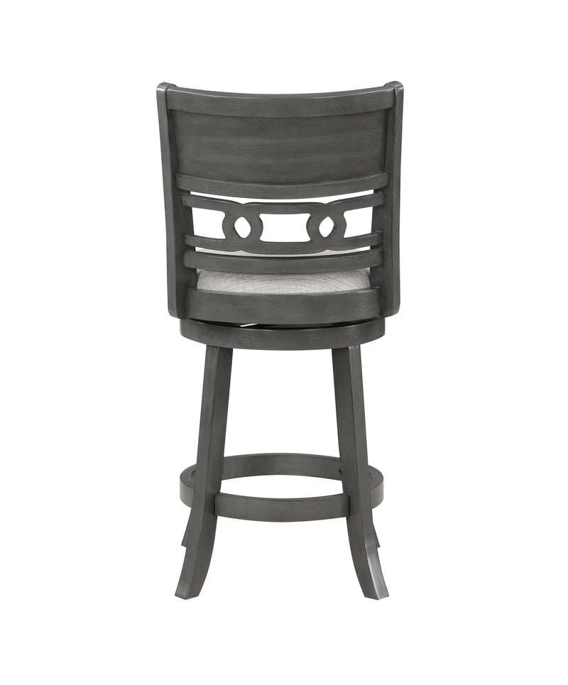 Gia 24" Swivel Counter Stool-Gray W/Gray Fabric Seat