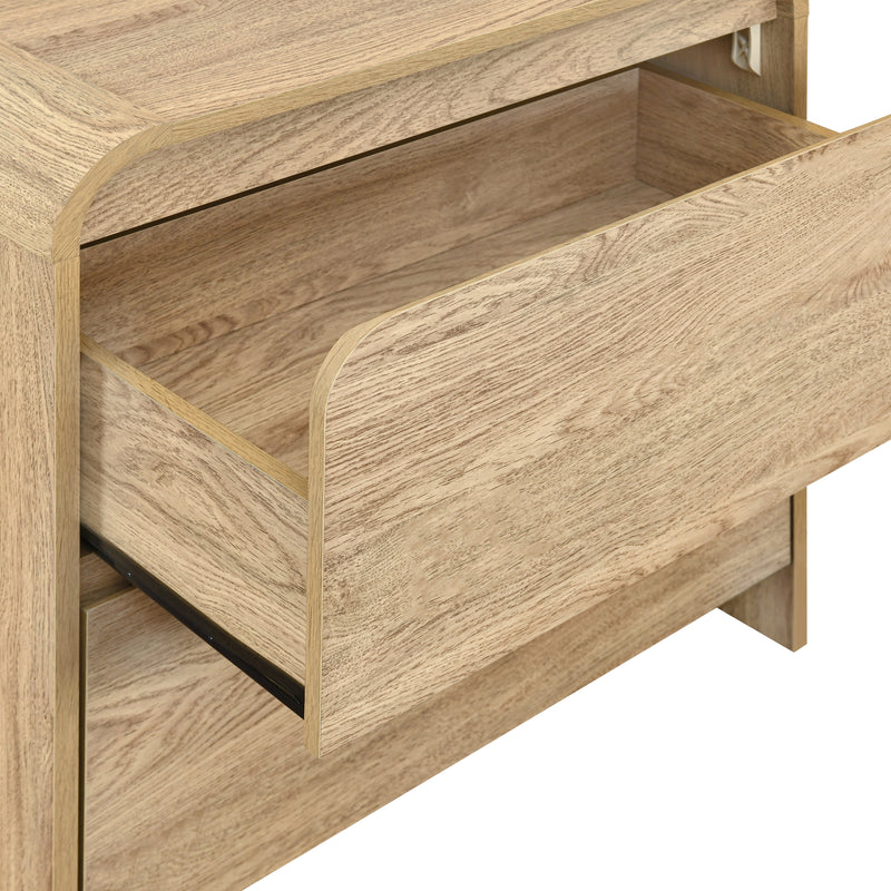 Mara Two Drawer End Table / Bedside Table-Natural