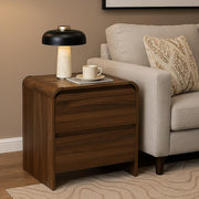 Mara Two Drawer End Table / Bedside Table-Walnut