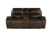 Brookings Console Loveseat W/ Dual Recliners-Brown