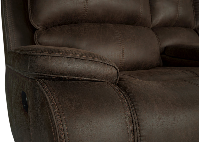 Brookings Console Loveseat W/ Dual Recliners-Brown