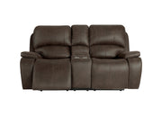 Brookings Console Loveseat W/Pwr Hr & Fr-Brown