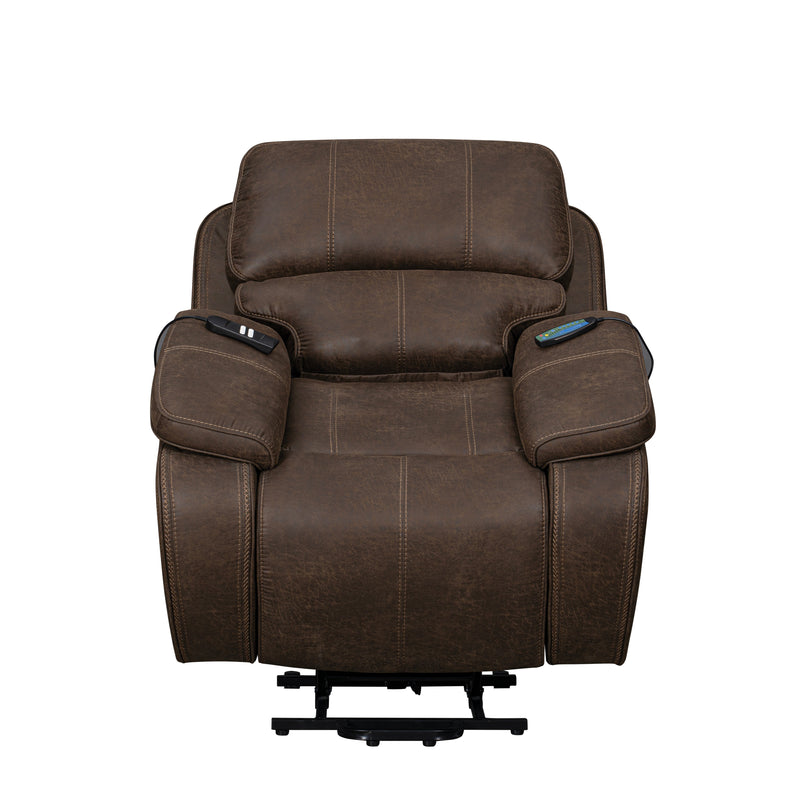 Brookings Power Lift Recliner W/ Heat & Massage-Brown