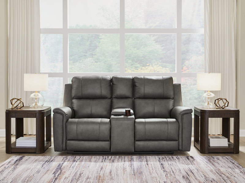 Bleckley Power Reclining Loveseat with Console - Sims Furniture