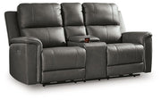 Bleckley Power Reclining Loveseat with Console - Sims Furniture