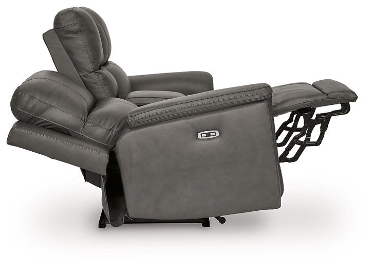 Bleckley Power Reclining Loveseat with Console - Sims Furniture