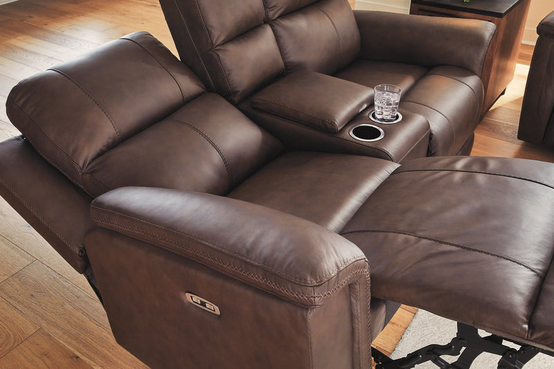 Bleckley Power Reclining Loveseat with Console - Sims Furniture