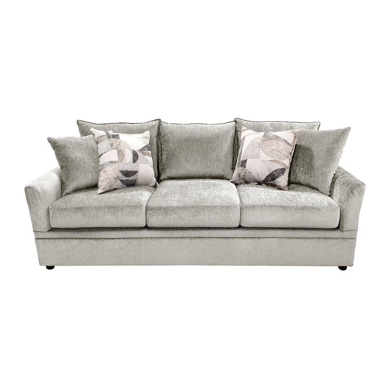 Sylvie Sofa W/4 Accent Pillows-Lush Silver Gray