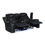 Orion Ii Console Loveseat W/ Dual Recliners-Black