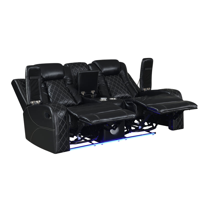 Orion Ii Console Loveseat W/ Dual Recliners-Black