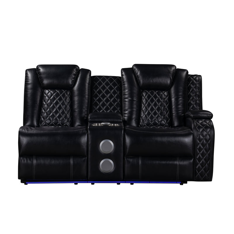 Orion Ii Raf Console Loveseat W/1 Recliner-Black