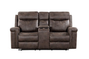 Quade Console Loveseat W/ Dual Recliners-Mocha