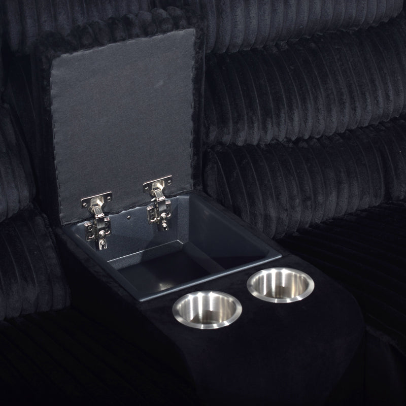 Willow Console Loveseat W/ Dual Recliners-Black