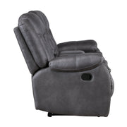 Morello Console Loveseat W/ Dual Recliners-Gray