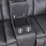 Morello Console Loveseat W/ Dual Recliners-Gray