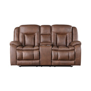 Morello Console Loveseat W/Pwr Fr-Brown