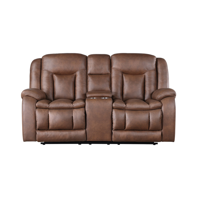 Morello Console Loveseat W/Pwr Fr-Brown