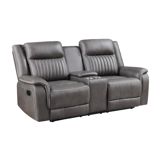 Enzo Console Loveseat W/ Dual Recliners--Gray