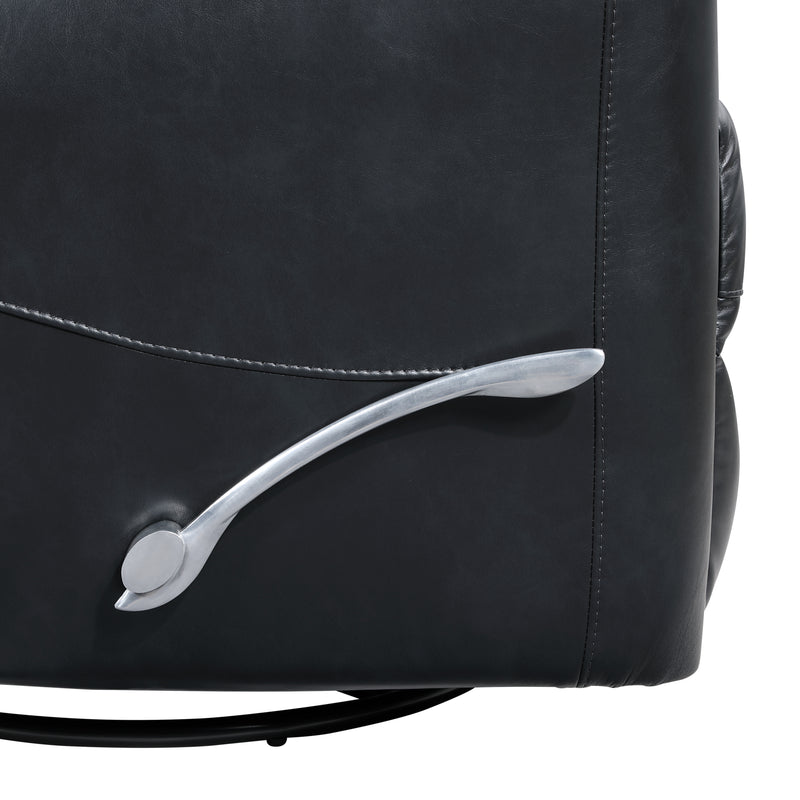 Takami Swivel Recliner-Black Vegan Leather