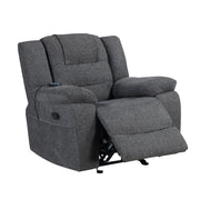 Redondo Glider Recliner W/Heat And Massage-Dk Gray
