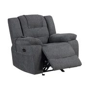 Redondo Glider Recliner W/Heat, Massage, Pwr Fr -Dk Gray
