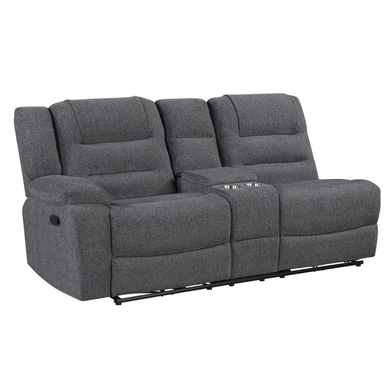 Redondo Laf Console Loveseat W/ 2 Recliners-Dk Gray
