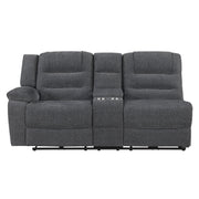 Redondo Laf Console Loveseat W/ 2 Recliners-Dk Gray
