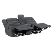 Redondo Laf Console Loveseat W/ 2 Recliners-Dk Gray