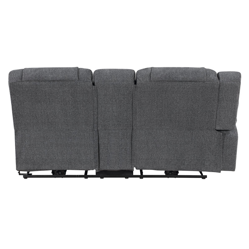 Redondo Laf Console Loveseat W/ 2 Recliners-Dk Gray