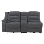 Redondo Laf Console Loveseat W/ 2 Recliners Pwr Fr-Dk Gray