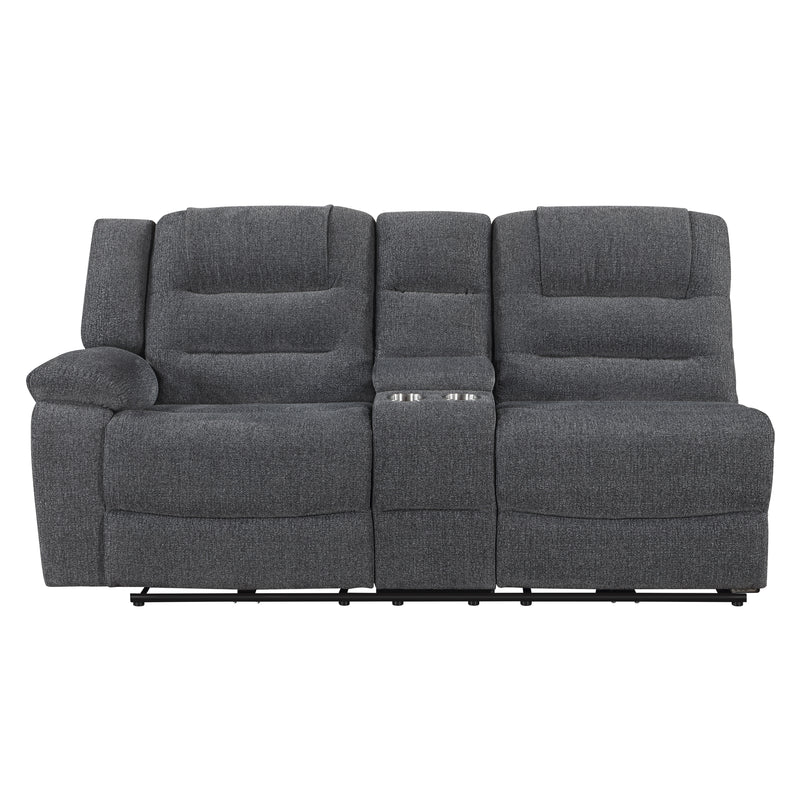 Redondo Laf Console Loveseat W/ 2 Recliners Pwr Fr-Dk Gray